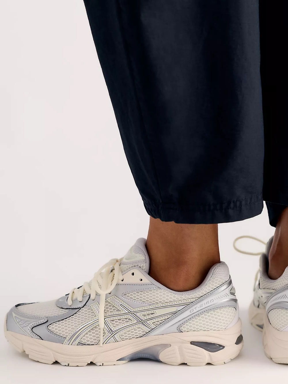 ASICS Women's Silver and Off-White Athletic Running Shoe